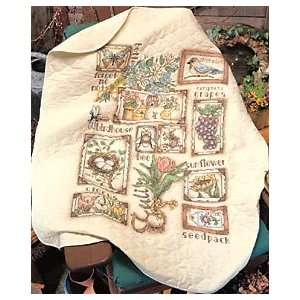  Garden Sampler Quilt Stamped Cross Stitch Kit, Craft Kit 