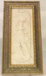 ANTIQUE MARBLE CARVED PLAQUE WITH INSERTED MEDALLION  