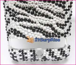 Bling Diamond Black Zebra Full Hard Case Cover For HTC Thunderbolt 4G 