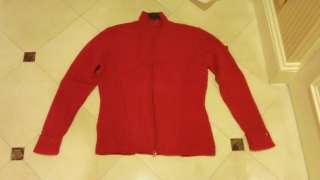   Hilfiger Womens Knit Sweater Zip Up Red Ladies Sz X Large XL Ribbed