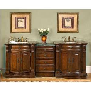   Double Sink Cabinet w/Drawer Bank, Brown Granite Top