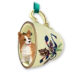  Welsh Corgi Pembroke Green Holiday Tea Cup Dog Ornament 