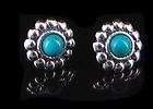 Sterling Silver Carved Turquoise Post Earrings NEW  