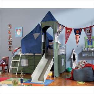  Silver with Blue and Green tent Twin Bunk Bed