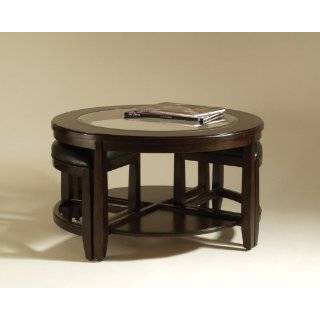  Solid Wood Glass Top Coffee Table w/ Stools Furniture 