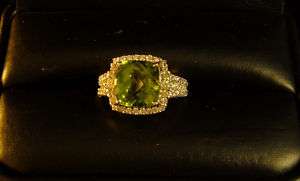 Peridot & Diamond Ring 14 KT White Gold, M.Christoff  