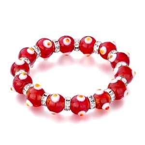  Pugster Glass Eye Beads Red Swarovski Bracelet For Women 