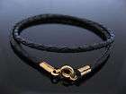 3mm Black Braided Leather Cord Necklace Gold Plated Clasp 14 16 18 