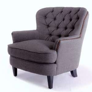  Alfred Tufted Grey Fabric Club Chair