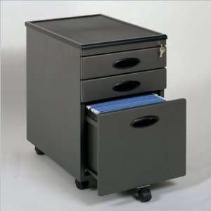  Mobile 3 Drawer Mobile Metal File Cabinet in Pewter and 
