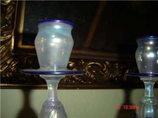 ANTIQUE PAIR Venetian Glass Murano Candle Holders C1880  