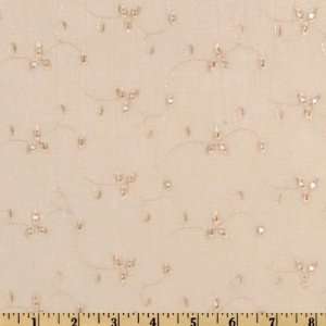  56 Wide Embroidered Rayon Blend Jersey Knit Eyelet Tan 