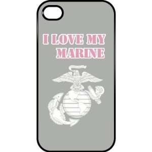  I Love My Marine Case Custom iPhone 4 & 4s Case Black 