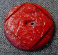 VINTAGE 30S ART DECO CARVED DARK RED GALALITH BUTTONS  