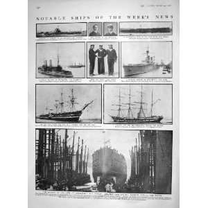  1910 WAR SHIPS SUBMARINE LION MEDWAY GROUSE BALMORAL