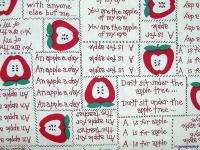New Cotton Quilt Fabric Apple Words Sew Material Per Yd  
