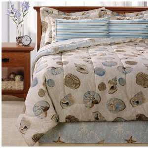 Seashells Beach House King Comforter & Sheet Set (8 Piece Bed In A Bag 
