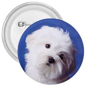 maltese Puppy Dog 3 3in Button E0723