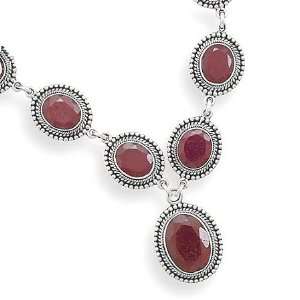 17 Oxidized Faceted Rough Cut Ruby Necklace Jewelry