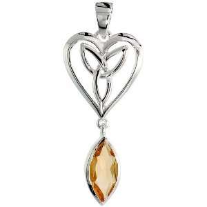   Pendant, w/ Marquise Cut Natural Citrine Stone, 1 5/16 (40mm) tall