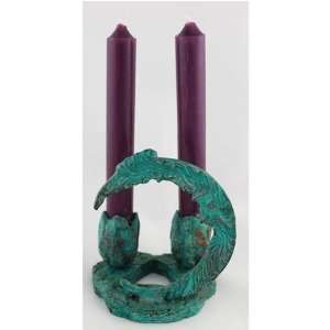  AzureGreen Crescent Moon Two Candle Holder