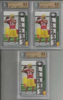 CARD LOT UD PREMIERE AARON RODGERS ROOKIE BGS 9.5 W10 SUB GRADE 