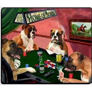  Home of Boxers Computer Mousepad 4 Dogs Playing Poker 