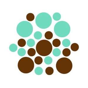    Chocolate Brown / Mint Green Circles Polka Dots Vinyl Wall Graphic 