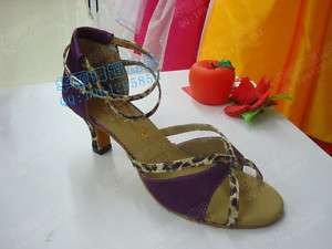 Ladies Ballroom Purple Leopard Latin Salsa Dance Shoes  
