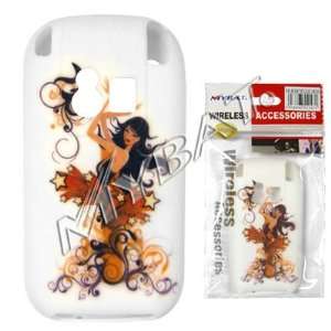  White with Brown Lady Stars Sparkle Design Silicone Skin 