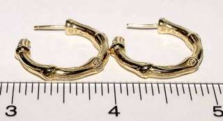 Tiffany & Co 18K Yellow Gold LARGE Bamboo 1” Hoop Earrings Heavy 