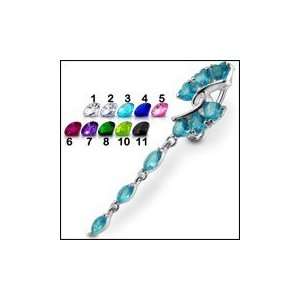  Ribbon Shape Belly Ring with Dangling Gems Body Jewelry Jewelry