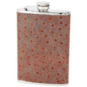   Flask With Faux Ostrich Leather Wrap Faux Ostrich Skin Polished Finish