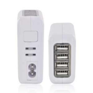   3G White Universal Four (4) Port USB Wall Charger Hub 2.1A