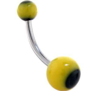  Yellow Black PANDA BALL Belly Button Ring Jewelry