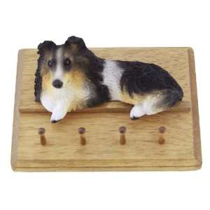  Collie Dog Tri Color Leash Holder Wood Plaque Pet 