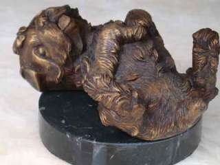 Bronze Spaniel Dog Sculpture Roll Over  
