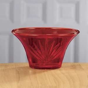  Red Glass Etched Nut Bowl