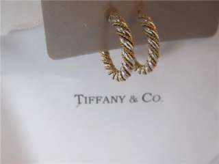 Tiffany & Co.18K & Sterling Silver Rope Hoop Earrings Lg.  