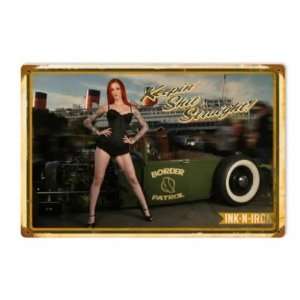  Ink N Iron Vintage Metal Sign Pin Up Hot Rod Auto