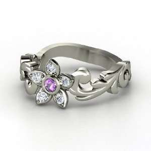    Jasmine Ring, Sterling Silver Ring with Amethyst & Diamond Jewelry