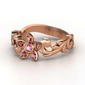  Jasmine Ring, 14K Rose Gold Ring with Rhodolite Garnet 