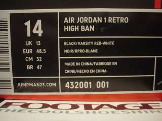 Nike Air Jordan I Retro 1 High BAN BANNED BLACK VARSITY RED WHITE DS 