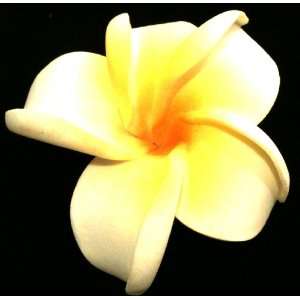  Tanday Hawaiian Plumeria Hair Clip White/Yellow 