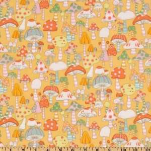   Pixie Mushroom City Orange Fabric By The Yard Arts, Crafts & Sewing