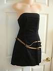 Baby Phat Black Cotton Stretch Strapless Belted Detail Mini Dress 9 S 