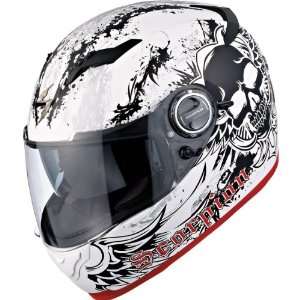 Scorpion EXO 500 Graphics Helmet, Skull White, Primary Color White 