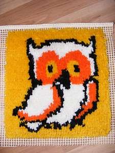12  sq. Latch Hook Owl Pillow Top + Backing  