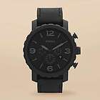 fossil gents nate chronograph big dial black leather st buy