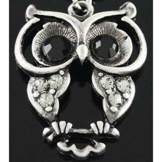 N149A Nostalgic Little Owl Fancy Crystal Bird Necklace  